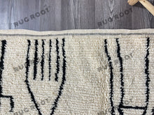 Load image into Gallery viewer, Handcrafted Moroccan Art | Abstract Berber Rug with Bold Black Lines on Ivory Wool