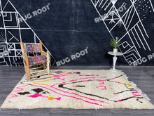 Load image into Gallery viewer, Moroccan Modern | Handwoven Azilal Rug with Pink and Black Accents
