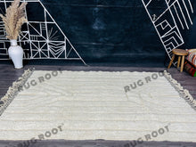 Load image into Gallery viewer, Handwoven Serenity | Off-White Beni Ourain Rug with Fluffy Wool and Modern Design