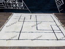 Load image into Gallery viewer, Nordic Simplicity Meets Moroccan Soul | Large White Rug with Subtle Ethnic Motifs