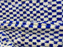 Load image into Gallery viewer, Geometric Moroccan Art | Handwoven Blue and White Checkered Beni Ourain Rug