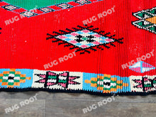Load image into Gallery viewer, Vibrant Moroccan Boucherouite Rug | Handmade Wool Runner with Colorful Tribal Motifs
