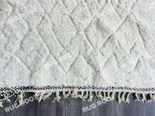 Load image into Gallery viewer, Bohemian Chic Rug | Handwoven Moroccan Wool in Creamy White with Black Trim