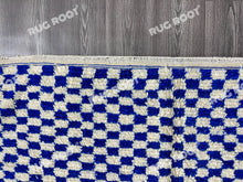 Load image into Gallery viewer, Geometric Moroccan Art | Handwoven Blue and White Checkered Beni Ourain Rug