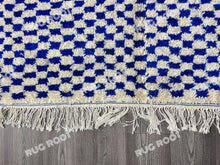 Load image into Gallery viewer, Geometric Moroccan Art | Handwoven Blue and White Checkered Beni Ourain Rug