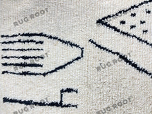 Load image into Gallery viewer, Handcrafted Moroccan Art | Abstract Berber Rug with Bold Black Lines on Ivory Wool