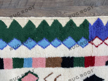 Load image into Gallery viewer, Moroccan Blue Rhapsody | Handwoven Beni Ourain Rug in Vibrant Hues | Genuine Lambswool