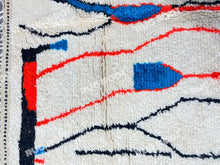 Load image into Gallery viewer, Moroccan Artistry | Handwoven Azilal Rug with Expressive Figures in Red, Blue, and Black