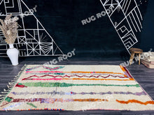 Load image into Gallery viewer, Unique Moroccan Boujaad Rug | Handwoven Wool with Abstract Striped Design