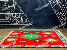 Load image into Gallery viewer, Vibrant Moroccan Boucherouite Rug | Handmade Wool Runner with Colorful Tribal Motifs