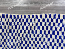Load image into Gallery viewer, Geometric Moroccan Art | Handwoven Blue and White Checkered Beni Ourain Rug