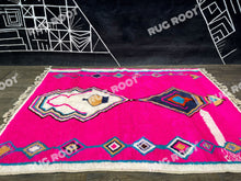 Load image into Gallery viewer, Boho Chic Dreamweaver | Abstract Pink & Blue Moroccan Rug for Bedroom or Living Room
