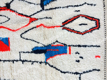 Load image into Gallery viewer, Moroccan Artistry | Handwoven Azilal Rug with Expressive Figures in Red, Blue, and Black