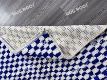 Load image into Gallery viewer, Geometric Moroccan Art | Handwoven Blue and White Checkered Beni Ourain Rug