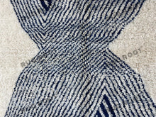 Load image into Gallery viewer, Modern Moroccan Retreat | Handwoven Wool Beni Ourain Rug with Indigo Accents