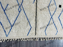 Load image into Gallery viewer, Modern Moroccan Azilal Rug | Handwoven Wool Rug with Bold Blue Geometric Motifs