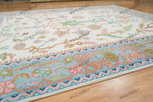 Load image into Gallery viewer, Lovely Seascape | Cream Oushak Rug | Idyllic Blue-Green Area Rug