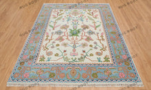 Load image into Gallery viewer, Lovely Seascape | Cream Oushak Rug | Idyllic Blue-Green Area Rug