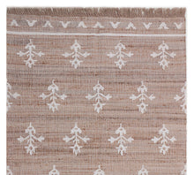 Load image into Gallery viewer, Handwoven Jute & Wool Rug with Floral Motif in Natural & Ivory – Flatweave