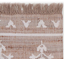 Load image into Gallery viewer, Handwoven Jute & Wool Rug with Floral Motif in Natural & Ivory – Flatweave