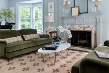 Load image into Gallery viewer, Handwoven Jute & Wool Rug with Floral Pattern in Natural & Rust – Flatweave