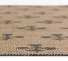 Load image into Gallery viewer, Handwoven Jute & Wool Rug with Floral Pattern in Natural & Navy – Flatweave