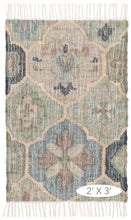 Load image into Gallery viewer, Handwoven Wool & Jute Rug with Blue & Beige Geometric Medallion Pattern – Flatweave