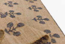 Load image into Gallery viewer, Handwoven Jute & Wool Rug with Floral Pattern in Natural & Navy – Flatweave