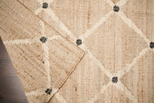 Load image into Gallery viewer, Handwoven Jute & Wool Rug with Crisscross Pattern in Natural & Ivory – Flatweave