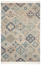 Load image into Gallery viewer, Handwoven Wool & Jute Rug with Blue & Beige Geometric Medallion Pattern – Flatweave