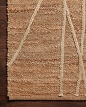 Load image into Gallery viewer, Handwoven Jute & Wool Rug with Linear Branch Pattern in Natural & Ivory – Flatweave
