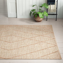 Load image into Gallery viewer, Handwoven Jute & Wool Rug with Diamond Line Pattern in Beige – Flatweave