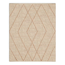 Load image into Gallery viewer, Handwoven Jute & Wool Rug with Diamond Line Pattern in Beige – Flatweave