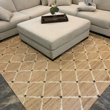 Load image into Gallery viewer, Handwoven Jute & Wool Rug with Crisscross Pattern in Natural & Ivory – Flatweave