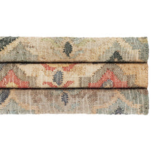 Load image into Gallery viewer, Handwoven Jute & Wool Rug with Multicolor Medallion Pattern – Flatweave