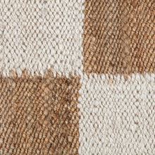 Load image into Gallery viewer, Handwoven Jute & Wool Rug with Checkerboard Pattern in Natural & Brown – Flatweave