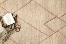 Load image into Gallery viewer, Handwoven Jute & Wool Rug with Abstract Line Pattern in Beige – Flatweave