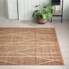 Load image into Gallery viewer, Handwoven Jute & Wool Rug with Linear Branch Pattern in Natural & Ivory – Flatweave