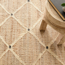 Load image into Gallery viewer, Handwoven Jute & Wool Rug with Crisscross Pattern in Natural & Ivory – Flatweave