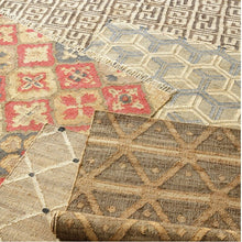 Load image into Gallery viewer, Handwoven Jute & Wool Rug with Multicolor Medallion Pattern – Flatweave