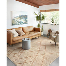 Load image into Gallery viewer, Handwoven Jute & Wool Rug with Abstract Line Pattern in Beige – Flatweave