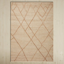 Load image into Gallery viewer, Handwoven Jute & Wool Rug with Abstract Line Pattern in Beige – Flatweave