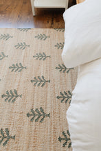 Load image into Gallery viewer, Handwoven Jute & Wool Rug with Tree Motif in Natural & Green – Flatweave