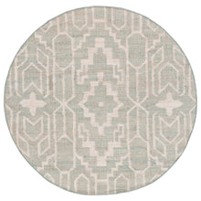Load image into Gallery viewer, Handwoven Jute & Wool Rug with Geometric Pattern in Light Blue & Ivory – Flatweave