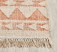 Load image into Gallery viewer, Handwoven Jute & Cotton Rug with Tribal Design in Natural & Terracotta – Flatweave