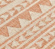 Load image into Gallery viewer, Handwoven Jute & Cotton Rug with Tribal Design in Natural & Terracotta – Flatweave