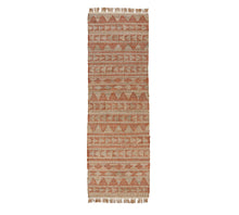 Load image into Gallery viewer, Handwoven Jute & Cotton Rug with Tribal Design in Natural & Terracotta – Flatweave