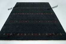 Load image into Gallery viewer, Tribal Elegance | Handwoven Charcoal Gabbeh Rug with Geometric Motifs
