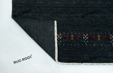 Load image into Gallery viewer, Tribal Elegance | Handwoven Charcoal Gabbeh Rug with Geometric Motifs