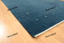 Load image into Gallery viewer, Coastal Chic | Modern Gabbeh Rug in Deep Blue with Subtle Embroidered Accents